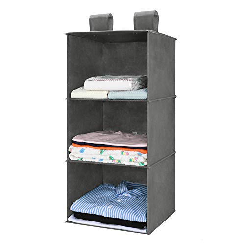 MaidMAX Organizador de Armario de 3 Niveles, Estantería Colgante de Tela, Estante de Tela para Armario, Organizador de Ropa para Armario, Gris MaidMAX Organizador de Armario de 3 Niveles, Estantería Colgante de Tela, Estante de Tela para Armario, Organizador de Ropa para Armario, Gris