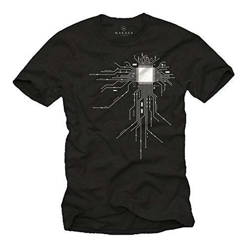 MAKAYA Camiseta Friki Hombre - CPU - Negro XXL MAKAYA Camiseta Friki Hombre - CPU - Negro XXL