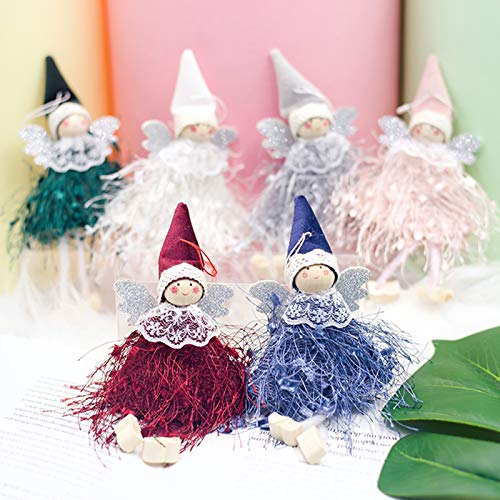 Makone Decoración navideña Original （Alas navideñas de Elfos y ángeles en Vestido con Flecos de Encaje） para árbol de Navidad navideño y Fiesta de cumpleaños y decoración del hogar, Fiesta（6 Piezas）