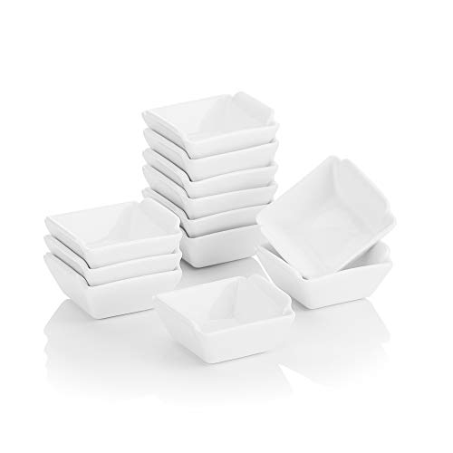 MALACASA, Series Ramekin, 12-Piece 2,5"(6.2 * 6 * 3 cm) Porcelana de Vajillas Cuenco de Postre Porcelana Snack Aperitivo Cuencos - Cuenco de Postre