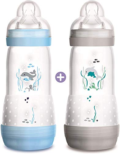 Mam - Set de 2 biberones anticólicos, con de flujo nro. 3, para niño, 320 ml, unisex Mam - Set de 2 biberones anticólicos, con de flujo nro. 3, para niño, 320 ml, unisex