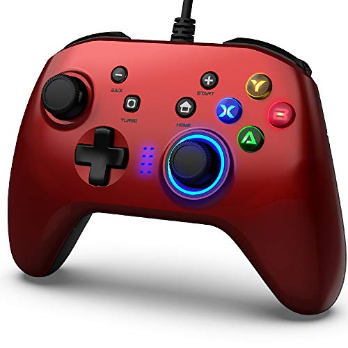 Mando de Juegos con Cable, Joystick Gamepad Doble Vibración, Controlador de Juegos PC compatible PS3, Switch, PC Windows 10/8/7, Portátil, TV Box, Teléfonos Móviles Android, Cable USB de 6.5 pies