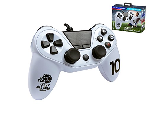 Mando Pro4 fútbol con cable - Accessorio compatible con PS4 / Slim /Pro - PS3 - PC - Blanco