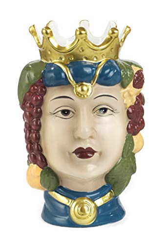 Mandorle by Paben Jarrón de mujer con cabeza de moro, de porcelana, 22 x 14,5 x 13 cm, regalo, bombonera, recuerdo de Sicilia