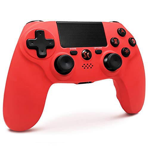 Mandos PS4 Inalambricos, Controlador de Juegos PS4 Inalámbrico Bluetooth Dual Shock Gamepad de Doble Vibración SIX-AXIS con Touch Pad y Conector de Audio para PlayStation 4/PS3/PC (Net)