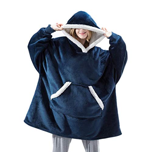 Manta de gran tamaño con capucha y bolsillo gigante, ultra suave de peluche sherpa sudadera de forro polar para mujeres, hombres, adultos y niños