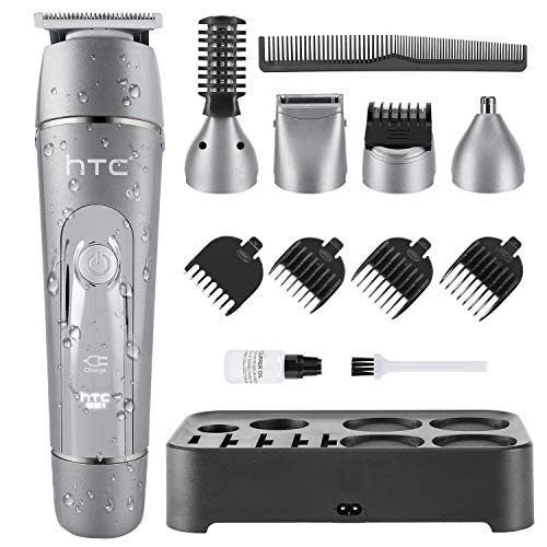 Máquina Cortar Pelo Profesional Cortapelos Hombre Recortadora Barba y Cortadora de Pelo Recortadora de Barba/Cara/Cuerpo/Nariz/Orejas/Ceja, 10 en 1 Set de Afeitado Multifunción (Plata)