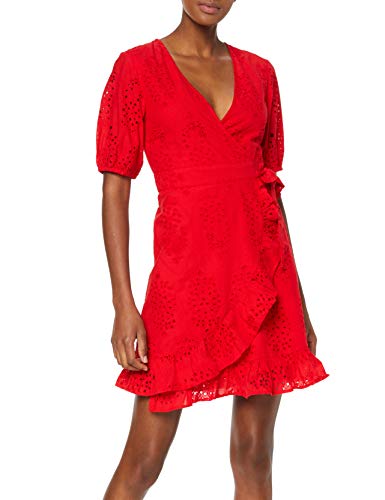 Marca Amazon - find. Vestido Corto Cruzado de Algodón Mujer, Rojo (Red), 42, Label: L Marca Amazon - find. Vestido Corto Cruzado de Algodón Mujer, Rojo (Red), 42, Label: L