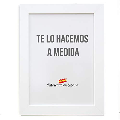 Marco a Medida para Fotos, póster, Puzzles, láminas. Cuadro Modelo 163 Blanco Mate. con Cristal metacrilato 1.5 mm y Trasera Antihumedad 34x48 cm Marco a Medida para Fotos, póster, Puzzles, láminas. Cuadro Modelo 163 Blanco Mate. con Cristal metacrilato 1.5 mm y Trasera Antihumedad 34x48 cm