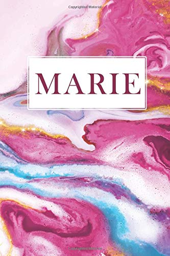 Marie: Marble Colorful Pink Paint Personalized Name Marie, Lined Journal Notebook, 100 Pages, 6x9, Soft Cover, Matte Finish, Gift Gifts, Women Marbled