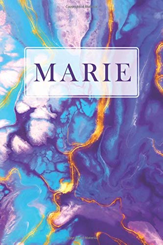 Marie: Marble Purple Violet Gold Paint Personalized Name Marie, Lined Journal Notebook, 100 Pages, 6x9, Soft Cover, Matte Finish, Gift Gifts, Women Woman Marbled