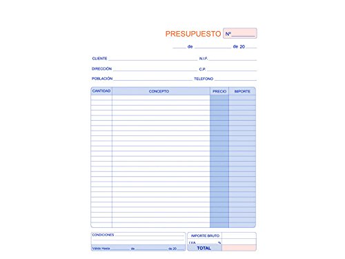 Marino 90/2 - Pack de 10 talonarios de presupuestos 1/4, duplicado autocopiativo 90/2 Marino 90/2 - Pack de 10 talonarios de presupuestos 1/4, duplicado autocopiativo 90/2