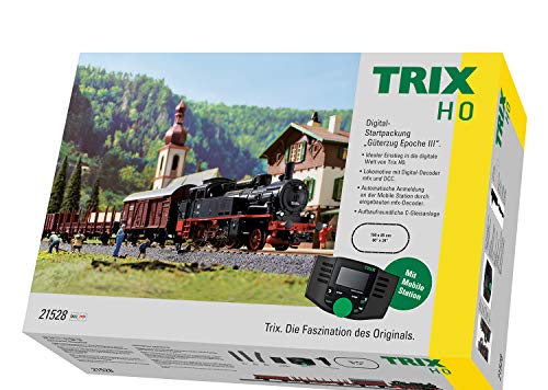 Märklin- Kit de Arranque Digital de Tren de mercancías Epoche III, Spur H0, Muchas Funciones de Sonido, con estación móvil y rieles C (Trix T21528)