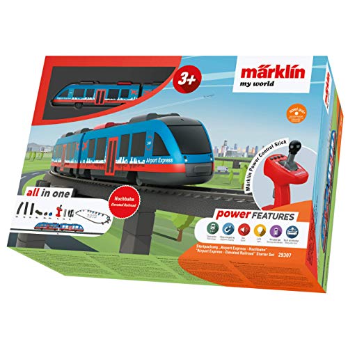 Märklin My World 29307 Airport Express - Kit de iniciación para niños a Partir de 3 años, Efectos de luz y Sonido, con Bloques de construcción, Funciona con batería, Carril H0