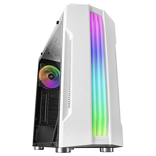 Mars Gaming MCKW, Caja PC ATX, Triple Franja LED, Ventilador Trasero 12cm, Blanco