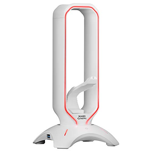Mars Gaming MHHPRO, Soporte Cascos Gaming con HUB 2xUSB y Bungee Ratón, Blanco Mars Gaming MHHPRO, Soporte Cascos Gaming con HUB 2xUSB y Bungee Ratón, Blanco