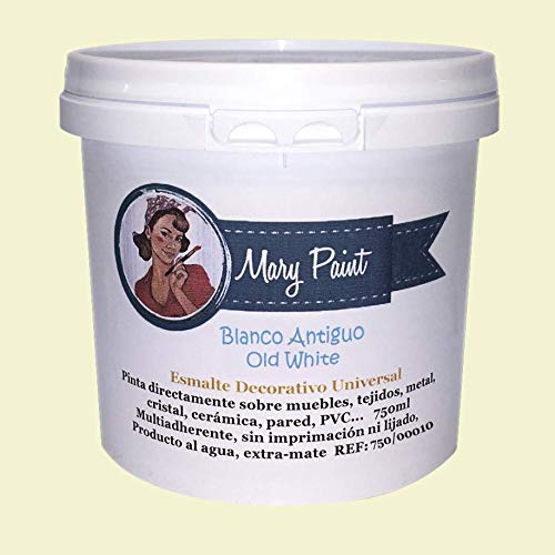Mary Paint | Pintura para muebles efecto Chalk Paint, Blanco Antiguo - 750ml