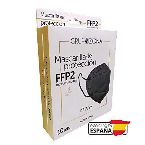 Mascarillas FFP2 negras homologadas y fabricadas en España CE 2797, filtrado de 5 capas - GrupoZona - Mascarilla ffp2 protección respiratoria