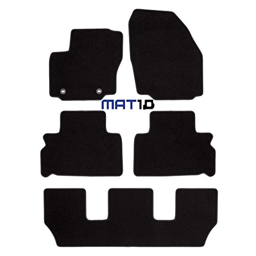 MAT10 – Black Line: Ford S-MAX 7 plazas y Galaxy 7 plazas año 2006 – 05 – 2012 – 07 Auto felpudos Auto Alfombrillas Dilour punzonado 4 Piezas Negro Ajuste garantizado