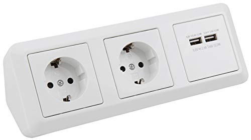 MC POWER 1535116 Regleta para empotrar, 2x Steckdose, 2x USB, weiß, 15cm Kabel MC POWER 1535116 Regleta para empotrar, 2x Steckdose, 2x USB, weiß, 15cm Kabel