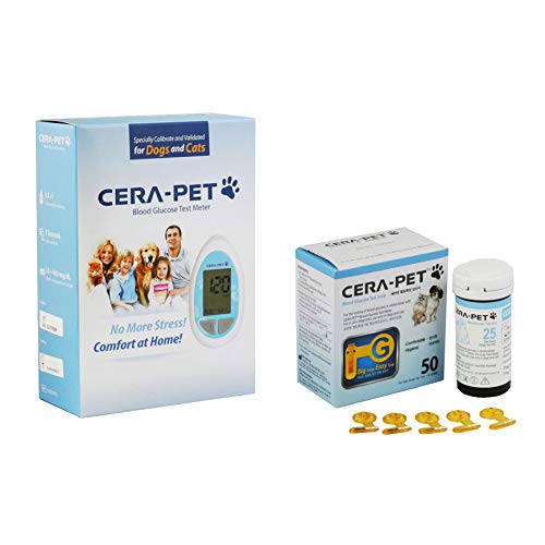 Medidor de glucosa en sangre para su uso en perros y gatos + Recambio de 50 Tiras - Productos e instrucciones en inglés - Nueva versión de 2018 Medidor de glucosa en sangre para su uso en perros y gatos + Recambio de 50 Tiras - Productos e instrucciones en inglés - Nueva versión de 2018