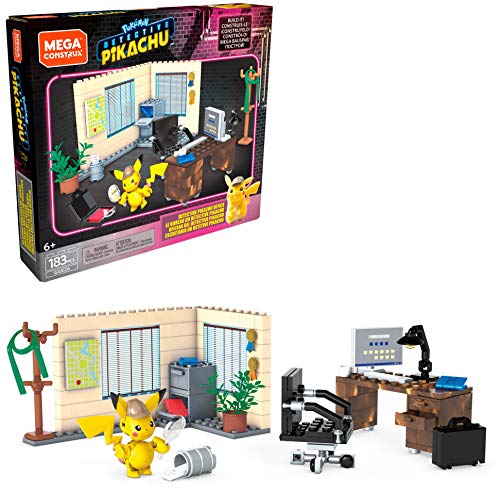 Mega Construx Pokemon Detective Pikachu, The Office of Harry Goodman, Construction Game, 183 piezas, para niños a partir de 6 años, GGK26