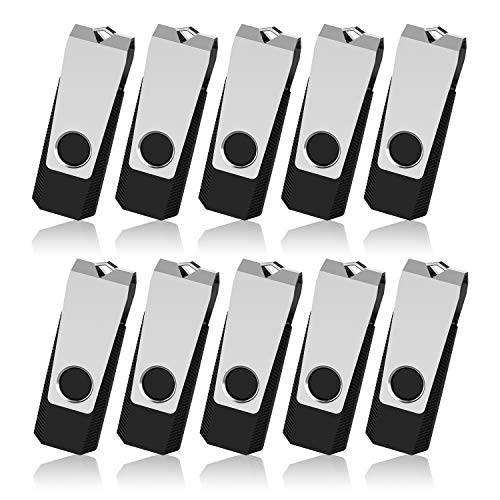 Memorias USB 4GB, TOPESEL Pendrives Flash USB Sticks 2.0 Flash Drives Llaves USB, Pack de 10 Unidades, Negro