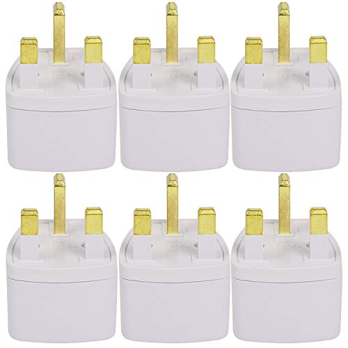 MENGS 6X adaptador de enchufe de viaje para el Reino Unido Inglaterra Reino Unido 3 clavija (AC 250V 13 Color: Blanco) con material de ABS para conexión universal MENGS 6X adaptador de enchufe de viaje para el Reino Unido Inglaterra Reino Unido 3 clavija (AC 250V 13 Color: Blanco) con material de ABS para conexión universal