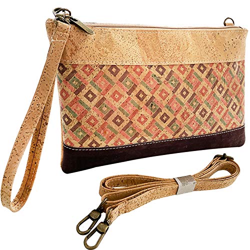 MENKAI-Mujer Bolso Bandolera Artesanal de Corcho portugués,con Diferentes Estampados,Múltiples Compartimentos,sensación Suave en la Mano,fácil Limpiar