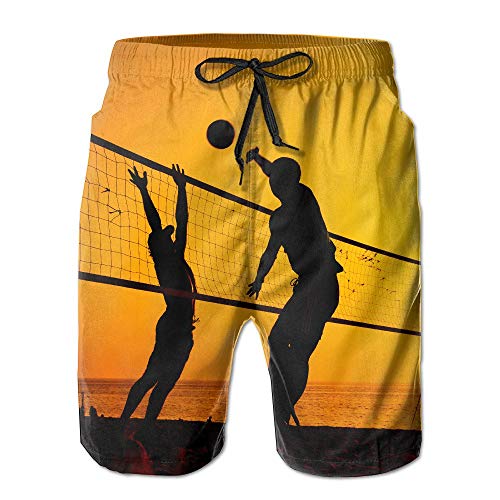 Men's Beach Volleyball Game Quick Dry Summer Beach Surfing Board Shorts Swim Trunks Cargo Shorts,L