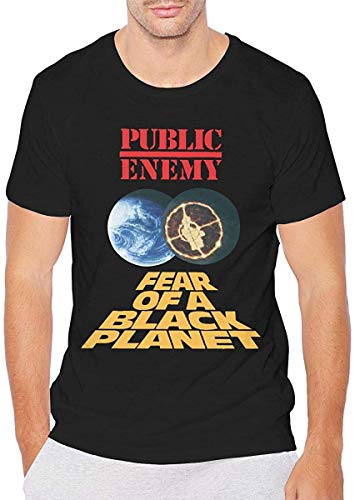 Men's Public Enemy Fear of A Black Planet T Shirts Round Neck Short Sleeve Tshirts Black