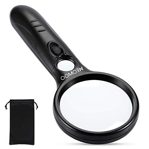 Meowoo Lupa de Mano con Luz Led,3X 45X Portátil Lupas para Lectura,Inspección,Observar Joyas,Manualidades, Con Bolsa de Almacenamiento, Negro 1pc Meowoo Lupa de Mano con Luz Led,3X 45X Portátil Lupas para Lectura,Inspección,Observar Joyas,Manualidades, Con Bolsa de Almacenamiento, Negro 1pc