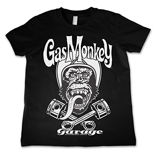 Mercancía Con Licencia Oficial Gas Monkey Garage - Biker Monkey Unisexo Niños T Shirts - Negro 9/10 Years