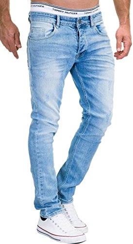 Merish 9148-2100 - Pantalones vaqueros, diseño ajustado, para hombre 9148 azul claro. 33W x 32L