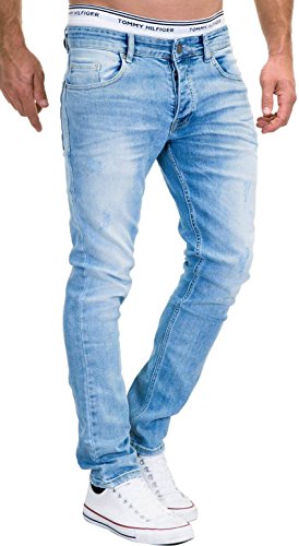 Merish 9148-2100 - Pantalones vaqueros, diseño ajustado, para hombre 9148 azul claro. 33W x 32L Merish 9148-2100 - Pantalones vaqueros, diseño ajustado, para hombre 9148 azul claro. 33W x 32L