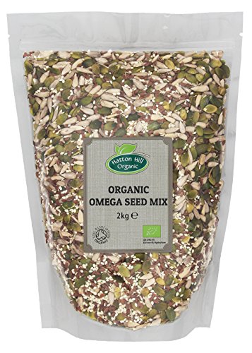 Mezcla de Semillas Omega Orgánica 2kg de Hatton Hill Organic (semillas de girasol, semillas de calabaza, semillas de sésamo, semillas de lino marrón)