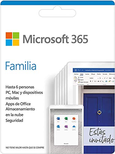 Microsoft 365 Familia | Suscripción anual | Para 6 PCs o Macs, 6 tabletas incluyendo iPad, Android, o Windows, además de 6 teléfonos | Box