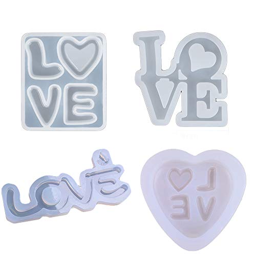 Milter - 4 piezas de herramientas hechas a mano para fabricación de colgantes, joyería de jabón, molde inglés con letras de corazón de resina Milter - 4 piezas de herramientas hechas a mano para fabricación de colgantes, joyería de jabón, molde inglés con letras de corazón de resina