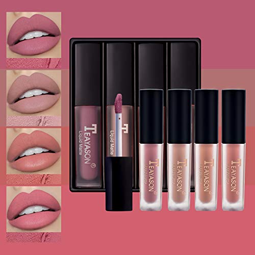 Mimore Mate Pintalabios Brillo de labios Set de regalo (Paquete de 4) Suave felpa mate resistente al agua de larga duración colores de moda y populares suave y no pegar fácil de quitar (BB) Mimore Mate Pintalabios Brillo de labios Set de regalo (Paquete de 4) Suave felpa mate resistente al agua de larga duración colores de moda y populares suave y no pegar fácil de quitar (BB)