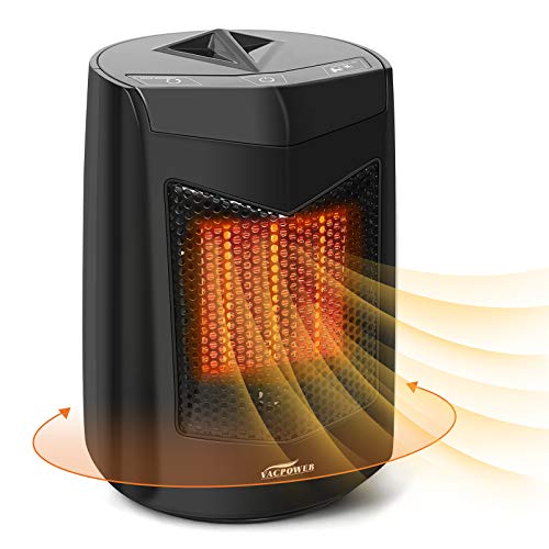 Mini Calefactor ECO Cerámico, VACPOWER Calefactor eléctrico de cerámica oscilante de 850W- Para uso en la Oficina, Casas, Dormitorio- negro