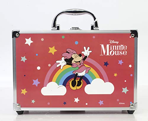 Minnie Mouse Makeup Train Case - Maletín de Maquillaje de 2 Pisos - Set de Maquillaje para Niñas - Maquillaje Minnie Mouse - Neceser Maquillaje en un Estuche Mágico Reutilizable con Espejo