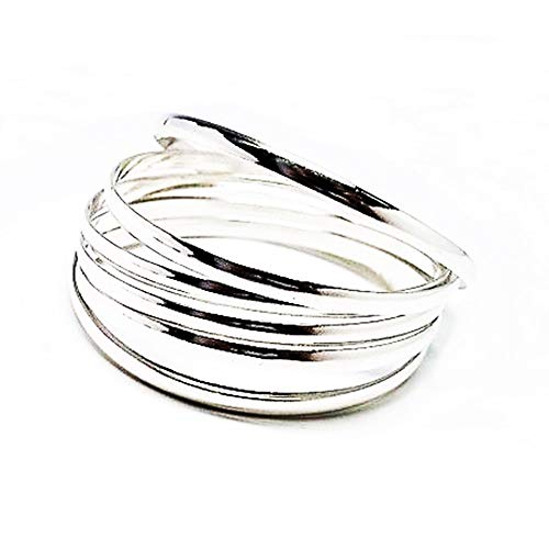 Minoplata Pulseras Semanario Media caña de Plata 4 Mm. y 60 Mm. una Joya para Mujeres Elegantes, Ideal si Quieres Hacer un Regalo Original