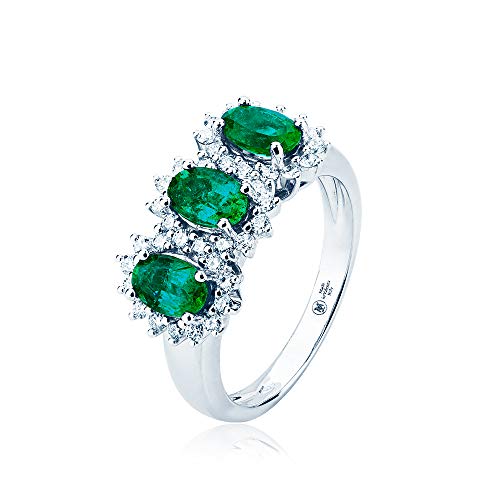 Mirco Visconti - Anillo de mujer de oro blanco con esmeraldas colombianas y diamantes Mirco Visconti - Anillo de mujer de oro blanco con esmeraldas colombianas y diamantes