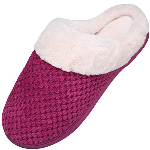 Mishansha Pantuflas Hombre Zapatillas de Estar por Casa para Mujer Invierno Antideslizantes CáLido Cómodas Memory Foam Slippers Rosa Gr.36/37