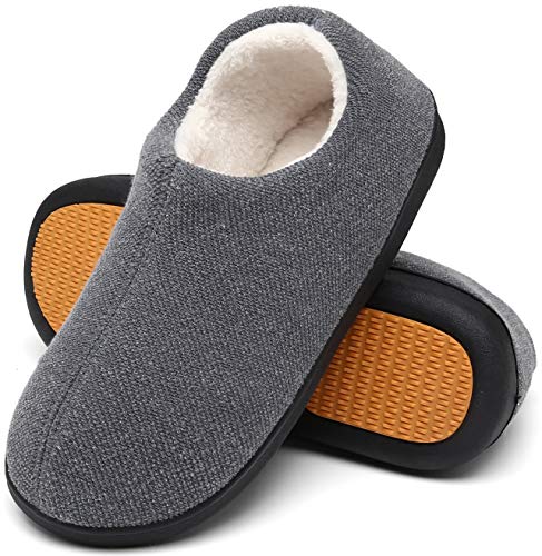 Mishansha Zapatillas Espuma Viscoelástica Hombre Pantuflas Forro Polar Cerrado Mujer Zapatos de Casa Cálidos de Invierno Gris Gr.40