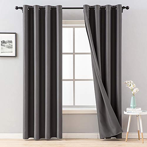 MIULEE 2 Piezas de Cortinas Opacas Resistente al Calor y La Luz para Salón Dormitorio Cortina Gruesa y Suave para Oficina Moderna Decorativa Reducción de Ruido Gris 140x245cm