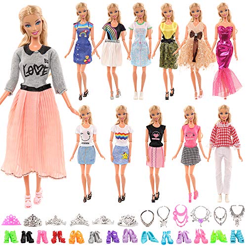 Miunana 27 Piezas para Muñeca de 11,5 Pulgadas 28-30 CM: 5 Vestidos Ropas + 10 Piezas De Sacarpe + 6 Coronas + 6 Collares (Seleccionados Al Azar) Miunana 27 Piezas para Muñeca de 11,5 Pulgadas 28-30 CM: 5 Vestidos Ropas + 10 Piezas De Sacarpe + 6 Coronas + 6 Collares (Seleccionados Al Azar)