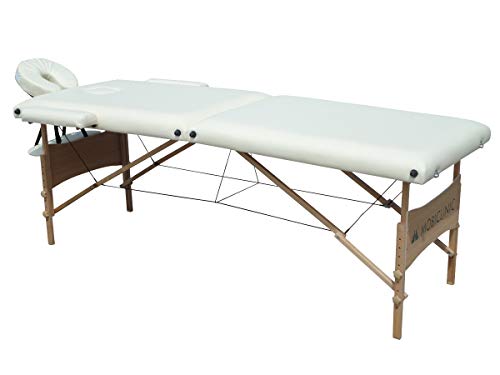 Mobiclinic, Light, Camilla fisioterapia plegable, Cama de Masaje, Reposacabezas, Masaje, Portátil, Madera, 186x60 cm, Crema