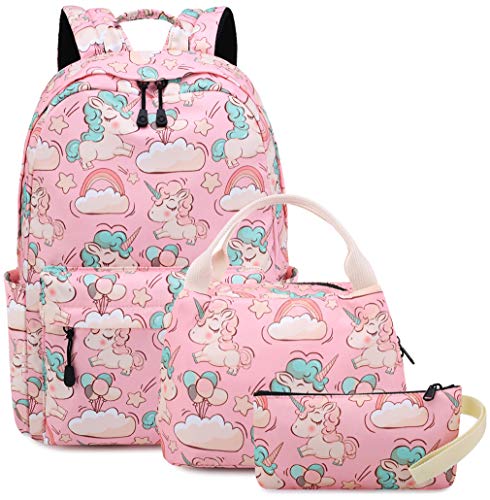 Mochila para niñas Bolso Escolar Unicornio Niños Lindos Ligero Escuela Secundaria Intermedia Bolsas de Libros con Estuche de lápices (3-Rosa 3PC) Mochila para niñas Bolso Escolar Unicornio Niños Lindos Ligero Escuela Secundaria Intermedia Bolsas de Libros con Estuche de lápices (3-Rosa 3PC)