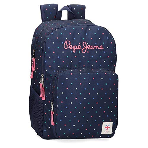 Mochila Pepe Jeans Molly Doble Cremallera, Azul, 31x46x16 cm Mochila Pepe Jeans Molly Doble Cremallera, Azul, 31x46x16 cm